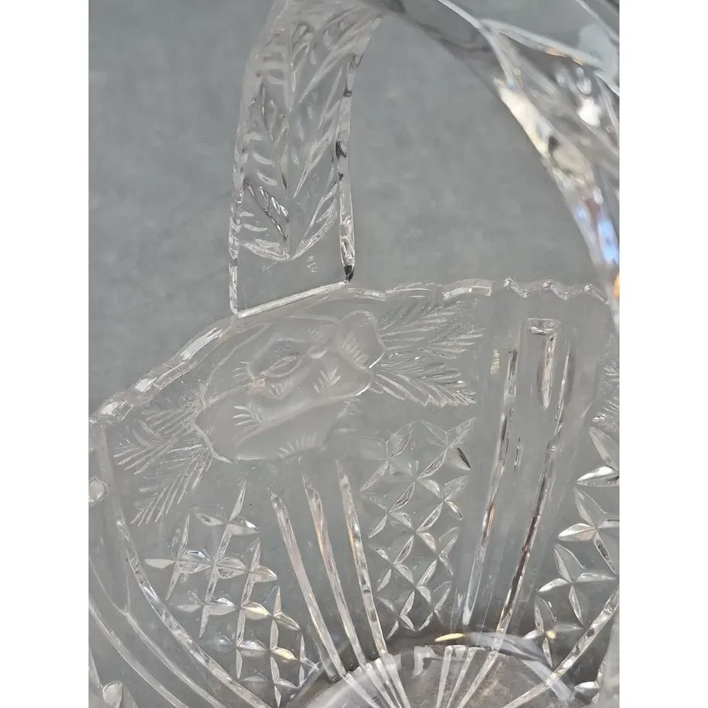 Annahutte Bleikristall Cut Crystal 24% lead Glass Basket Vintage